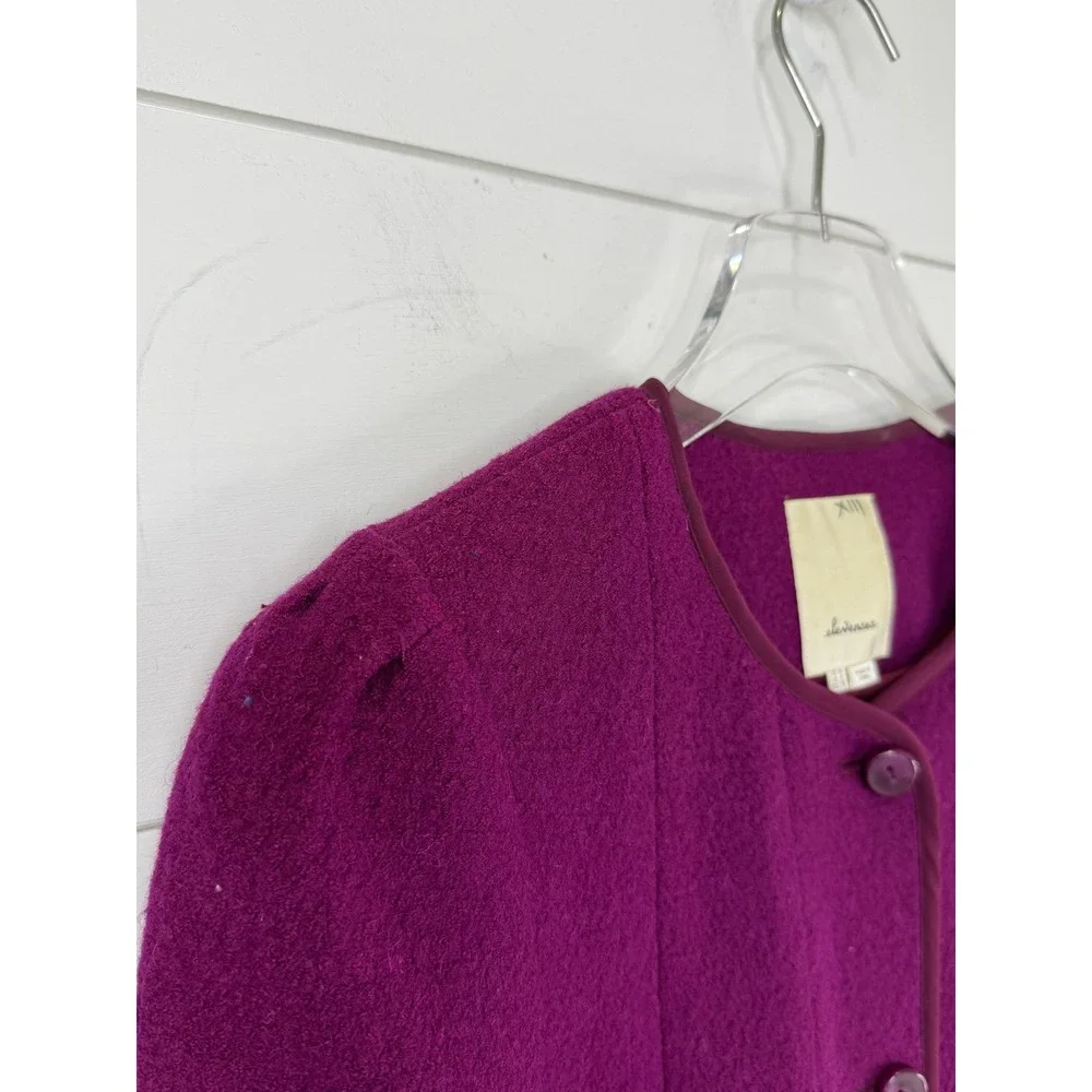 Elevenses Peplum Jacket Women 4 Wool‎ Button Front Anthropologie PURPLE FEMININE